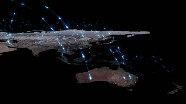 istock 3D rendering abstract of world network, internet and global connection concept. Elements of this image furnished by NASA 922739916
