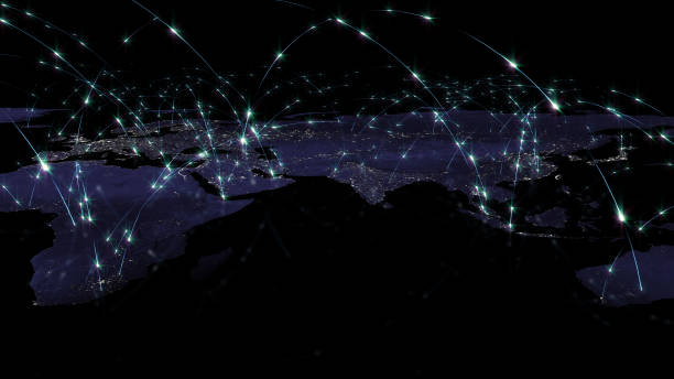 istock 3D rendering abstract of world network, internet and global connection concept. Elements of this image furnished by NASA 922742194