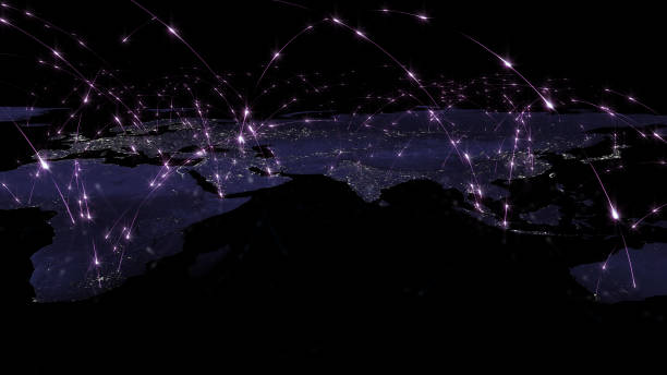istock 3D rendering abstract of world network, internet and global connection concept. Elements of this image furnished by NASA 922742498