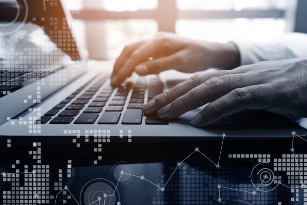 istock Young businessman using laptop.Business digital technology concept 922744610
