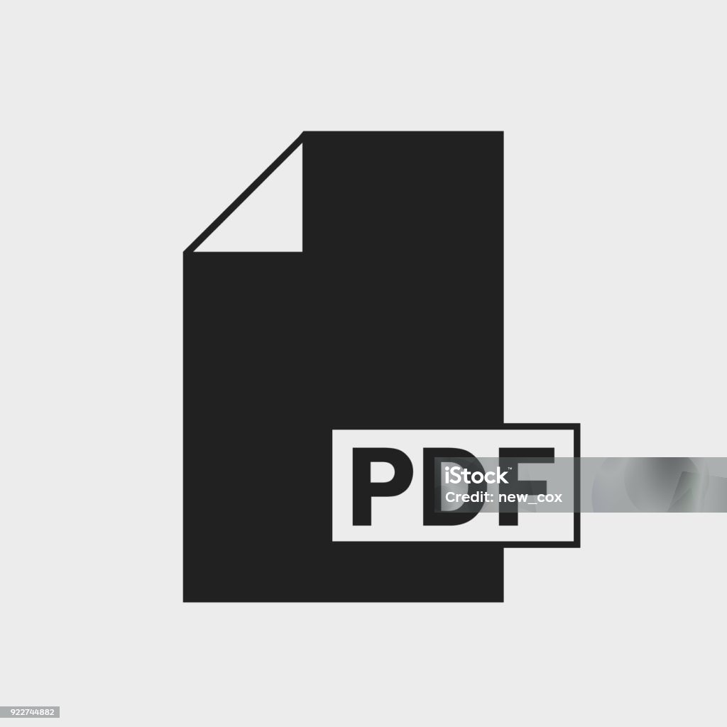 Portable Document Format, PDF file format Icon on gray background. Art stock vector