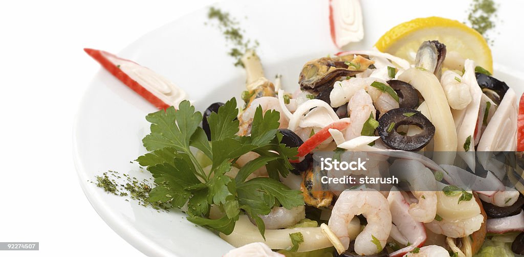 shrimp and mussel salad  Animal Shell Stock Photo