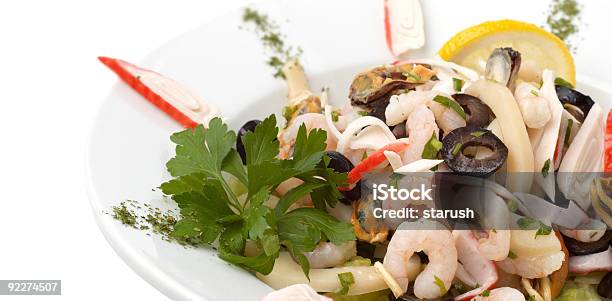 Shrimp And Mussel Salad Stock Photo - Download Image Now - Animal Shell, Appetizer, Close-up