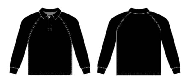 рубашки поло с длинными рукавами , трикотажная рубашка / черный - polo shirt t shirt shirt drawing stock illustrations