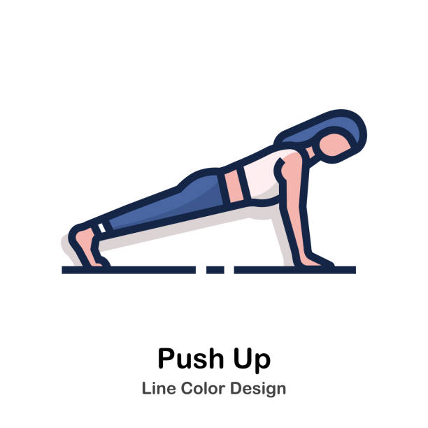 ilustrações de stock, clip art, desenhos animados e ícones de push up - athlete muscular build yoga female