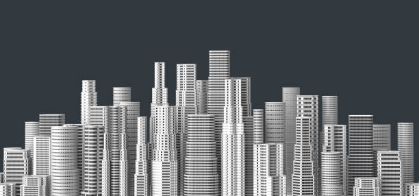 istock Skyscrapers isolated on dark background. 3D illustrating. 922750366