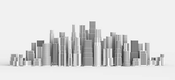 istock Skyscrapers isolated on white background. 3D illustrating. 922751580
