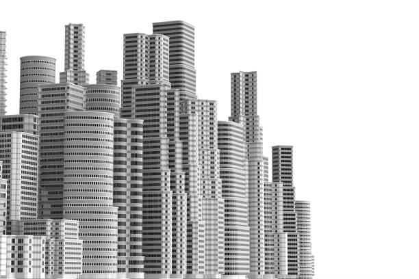 istock Skyscrapers isolated on white background. 3D illustrating. 922751956