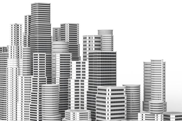 istock Skyscrapers isolated on white background. 3D illustrating. 922752596