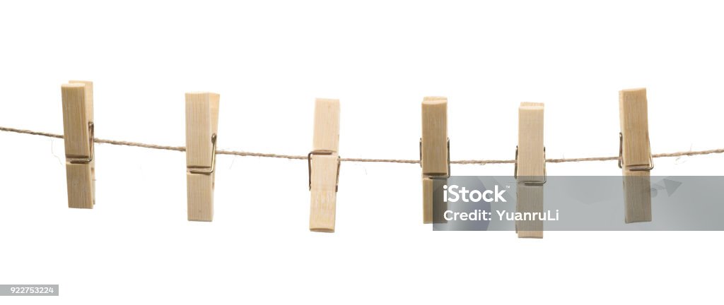 clothespins on rope Clothespin Stock Photo