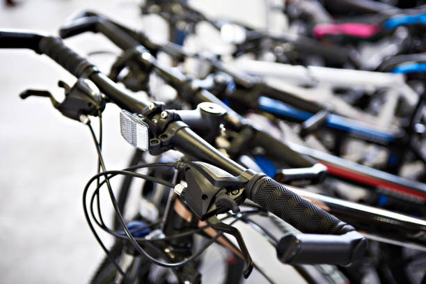 istock Handlebar of bicycle in shop 922755978