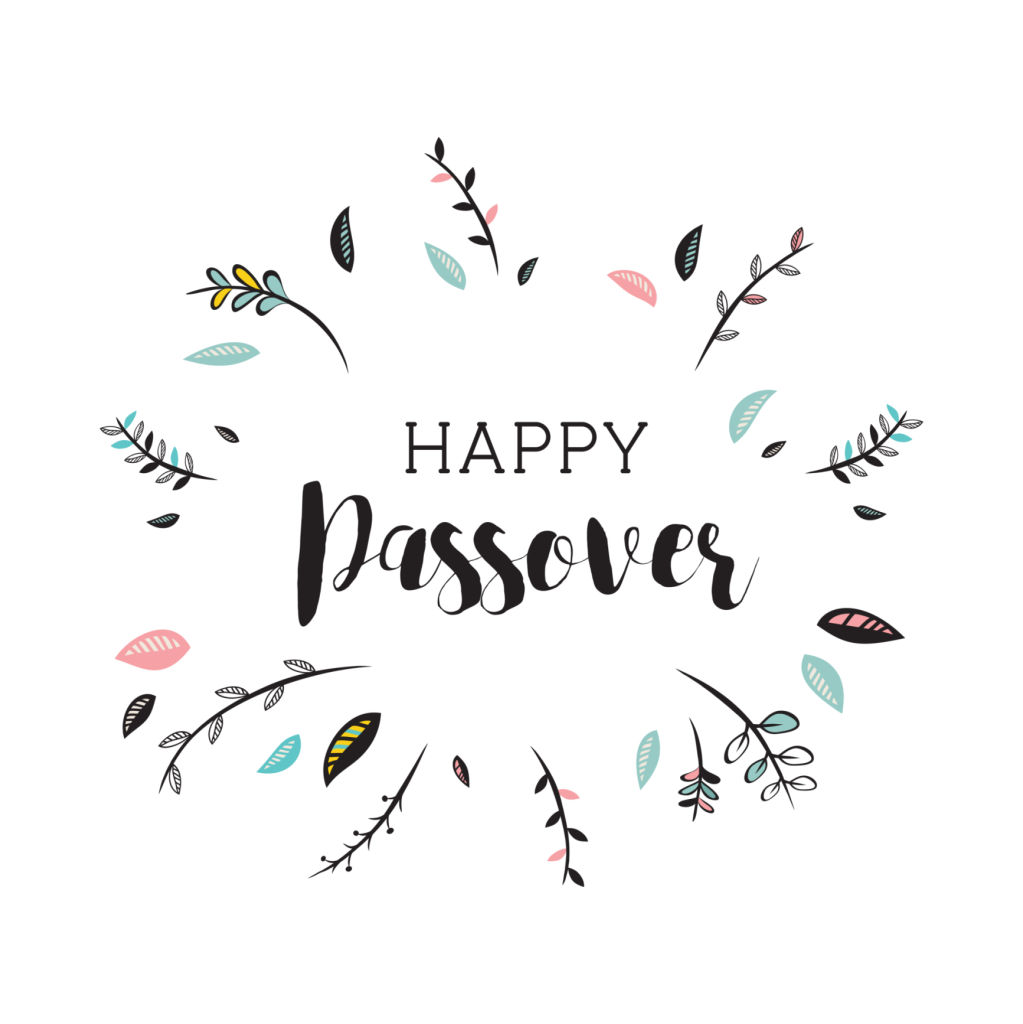 cute happy passover card with floral decoration. vector illustration