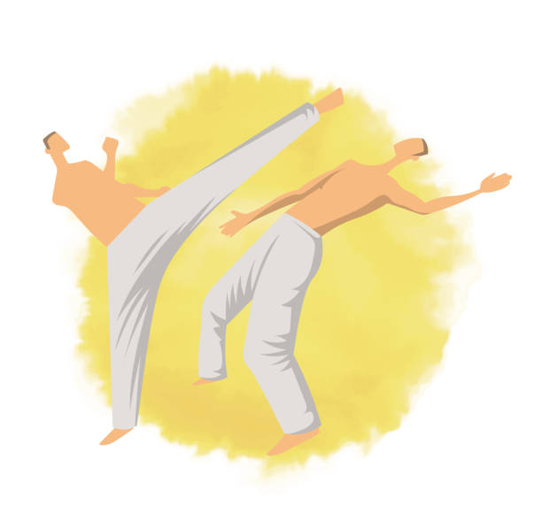 die traditionelle brasilianische kampfkunst capoeira. zwei männer kämpfen. vektor-illutration, isoliert auf weiss. - capoeira brazilian culture dancing vector stock-grafiken, -clipart, -cartoons und -symbole