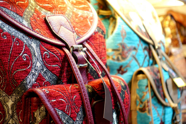 istock Textile backpacks and bags with oriental ornament 922757594