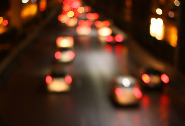 istock Abstract background of bokeh light with traffic at city 922759502