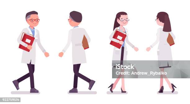 Male And Female Scientist Walking Stock Illustration - Download Image Now - Adult, Assistant, Beautiful People