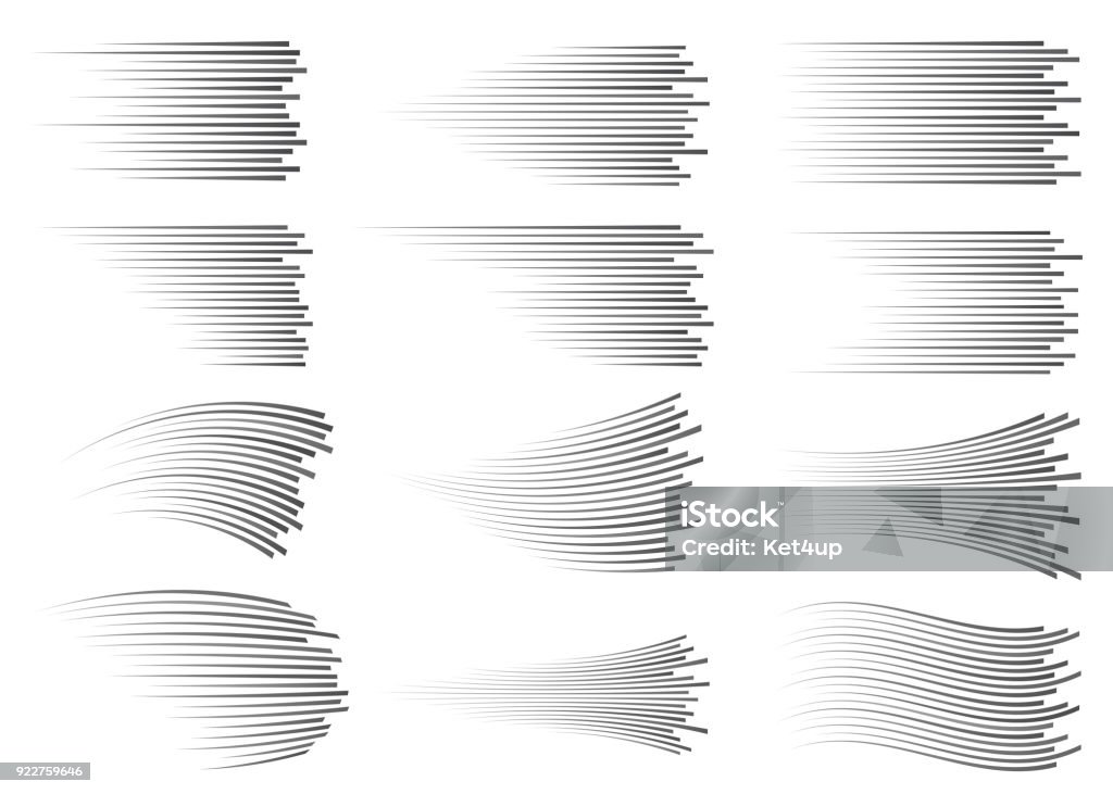 Speed-Linien isoliert. Motion-Effekt. Schwarze Linien auf weißem Hintergrund - Lizenzfrei Geschwindigkeit Vektorgrafik