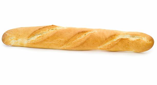 istock A lone baguette of French bread on a white background 92276029