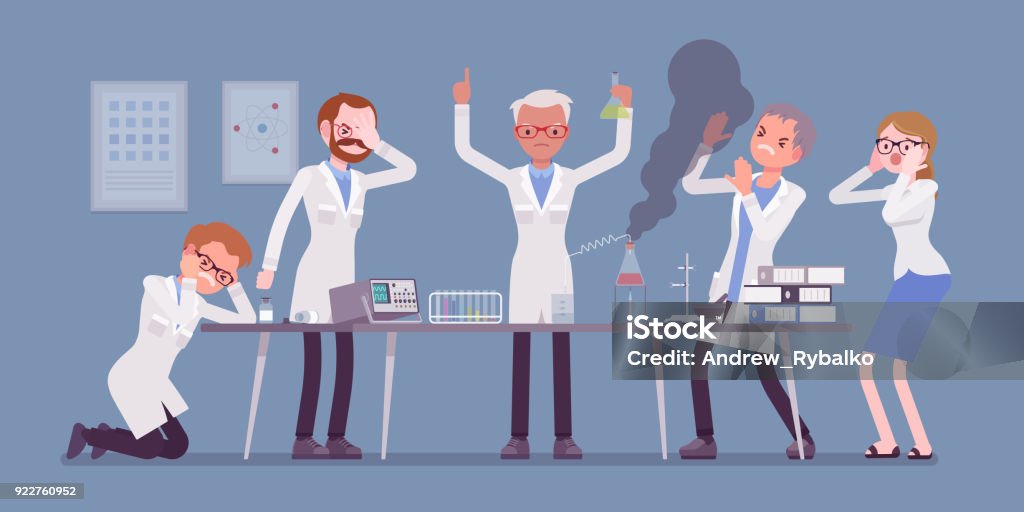 Mad Scientist Failed Chemical Experiments Stock Illustration - Download  Image Now - Scientist, Frustration, Failure - iStock
