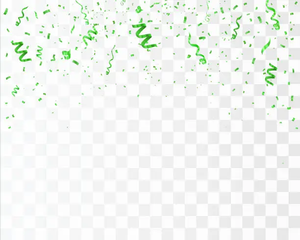 Vector illustration of confetti isolated on tansparent background. Vector birthday concept