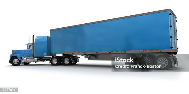 Camião De Reboque Azul Grande - Fotografias de stock e mais imagens de Camião de Mudanças - Camião de Mudanças, Azul, Camião Articulado