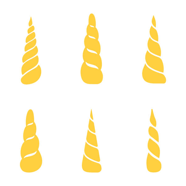 Collection of unicorn horns isolated on white background. Vector Collection of unicorn horns isolated on white background. Vector illustration whale tale stock illustrations