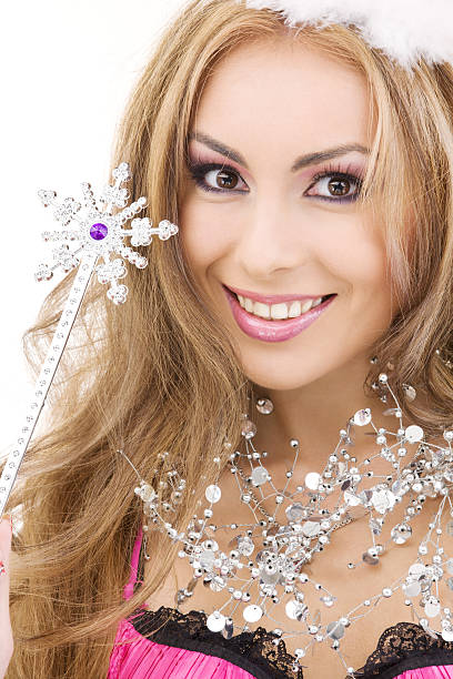 istock lovely fairy in crown with magic wand 92276520