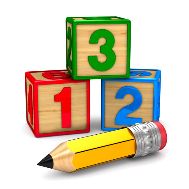 istock block with number and pencil on white background. Isolated 3D illustration 922765214