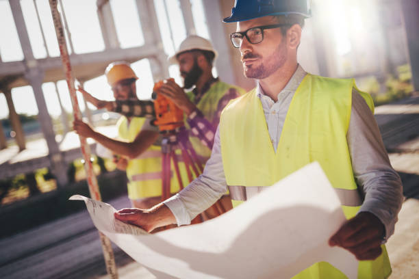 istock Picture of construction engineer working on building site 922765442