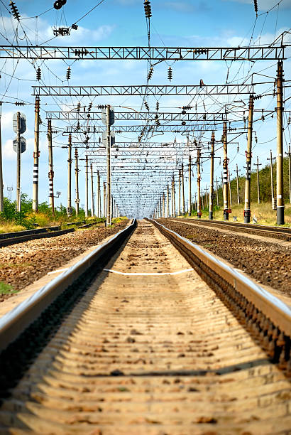 istock Long view of railway with heat haze 92276710