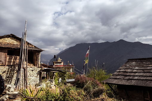 Nepal villages and country in a beautiful sunny day