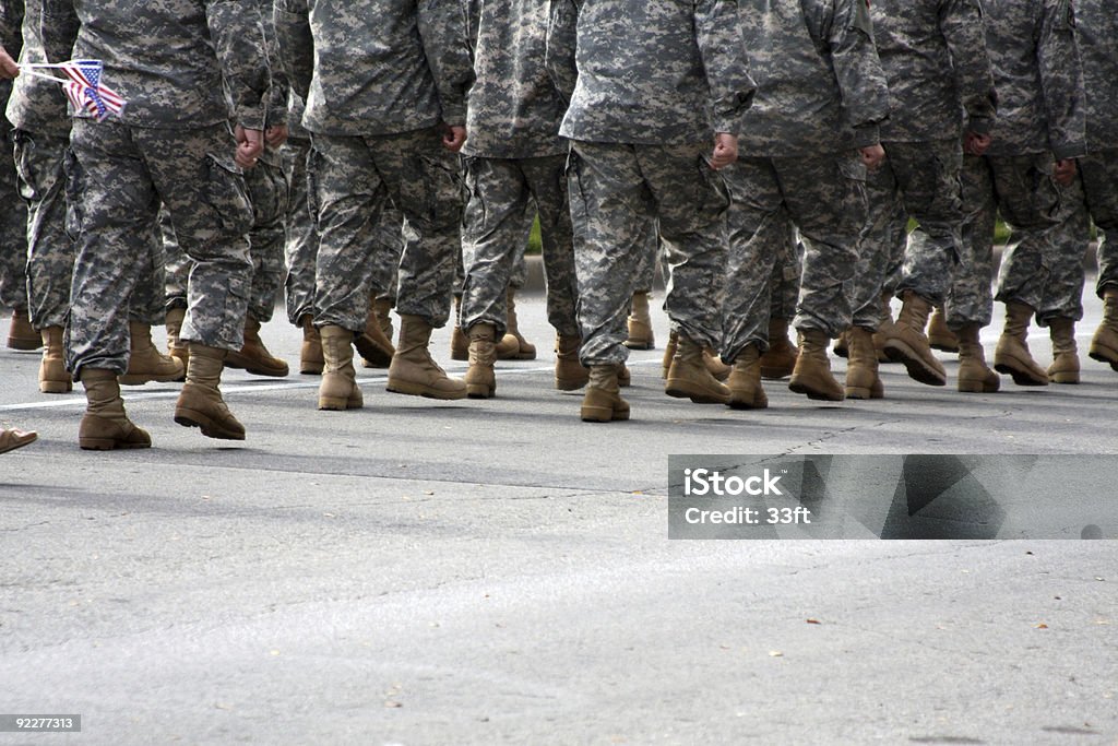 American forças militares Marchar ao longo da rua - Royalty-free Marchar Foto de stock