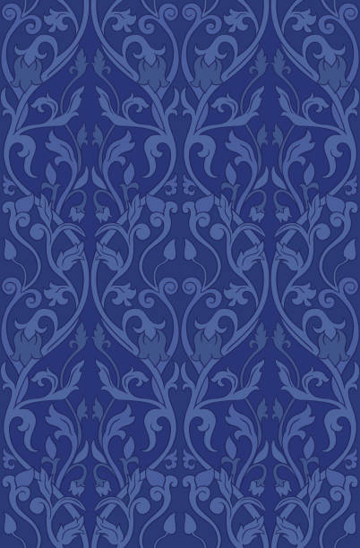 Purple floral pattern. Pattern with ornamental flowers. Filigree ornament in purple colors. Template for wallpaper, textile, shawl, carpet and any surface. tapestry stock illustrations