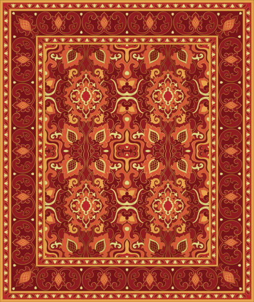 illustrations, cliparts, dessins animés et icônes de tapis de fleurs abstraites. - textile pattern rug floral pattern