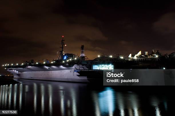 Aircraft Carrier At Night Stock Photo - Download Image Now - Aircraft Carrier, Night, Museum
