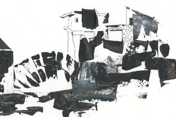 istock fortress, the old castle, drawing with acrylic, abstract drawing 922776344