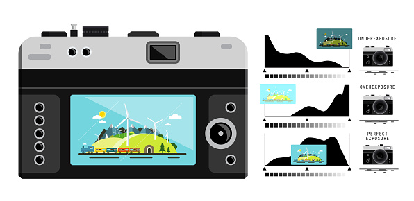 Photo Camera With Histogram Graphs Stock Illustration - Download Image ...