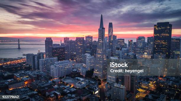 San Francisco Skyline At Sunrise Stock Photo - Download Image Now - San Francisco - California, Urban Skyline, City
