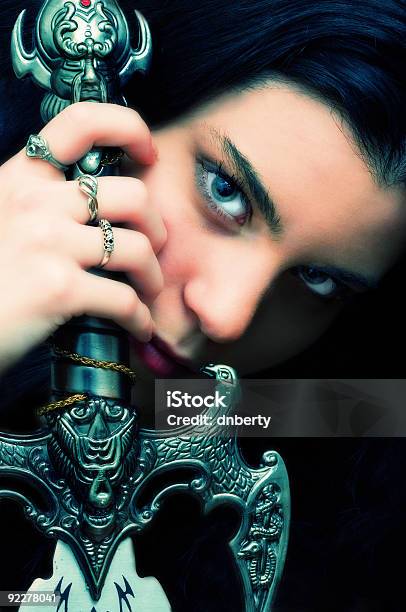 Gothic Girl With A Sword Stock Photo - Download Image Now - Sword, Medieval, Women