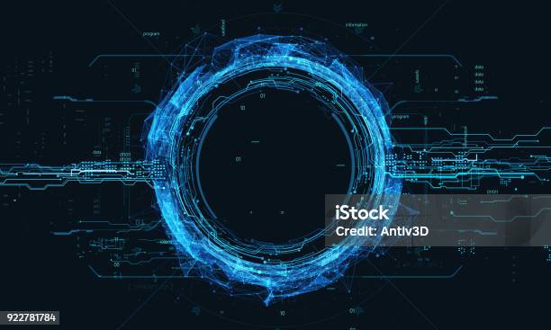 Background Tecnologico Con La Criptovaluta Bitcoin - Fotografie stock e altre immagini di Tecnologia - Tecnologia, Futuristico, Anello - Gioiello