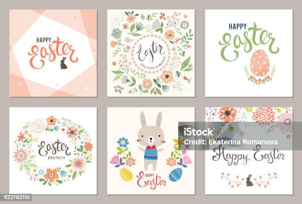 Easter Party Cards02 Stock Illustration - Download Image Now - Easter, Menu, Vector