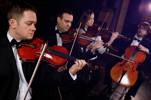 Image of a string quartet performing.