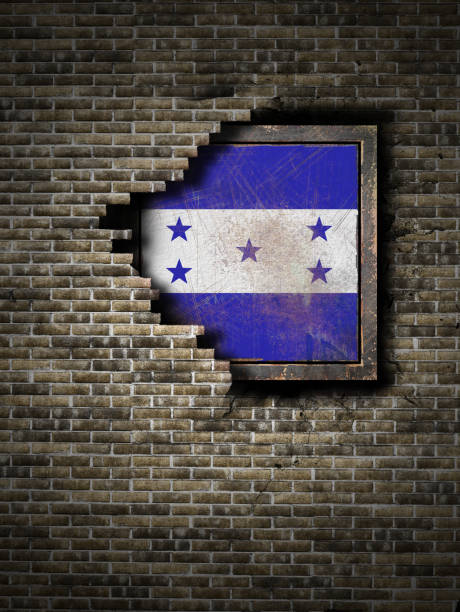 istock Old Honduras flag in brick wall 922782806