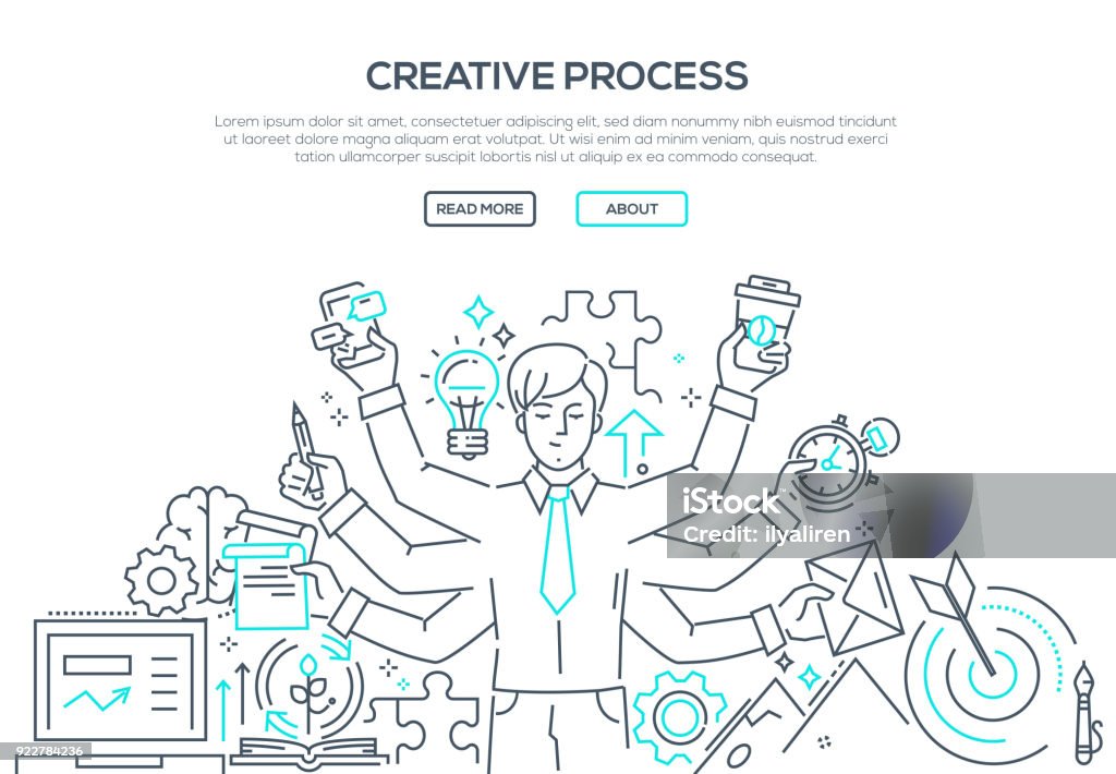 Creative Process Line Creative Process Modern Line Design Style Illustration Stock ...
