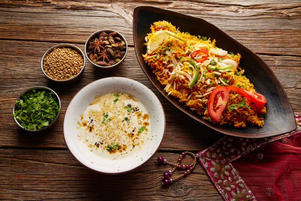istock Chicken Biryani indian recipe with white soup 922784418