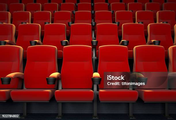 Empty Movie Theater Stock Photo - Download Image Now - Seat, Front Row, Movie Theater