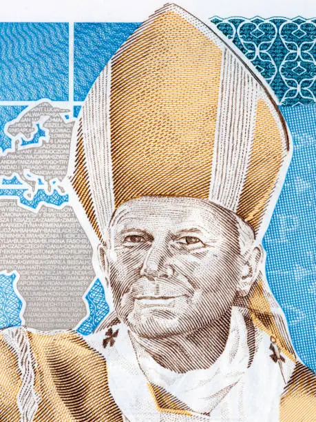 Pope John Paul II portrait from Polish money