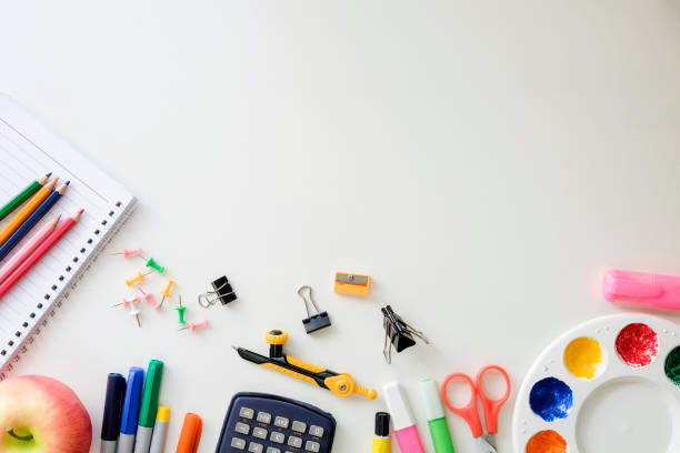 istock back to school equipment object supplies on background ready for your design with copy space. 922787794
