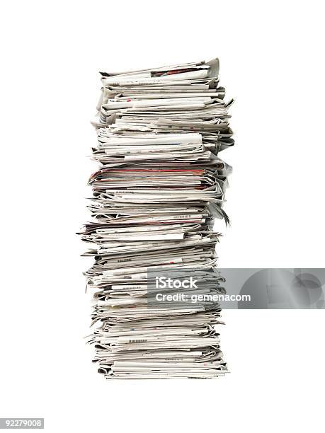 Recycling Piles Of News Papers Stock Photo - Download Image Now - Color Image, Environment, Garbage