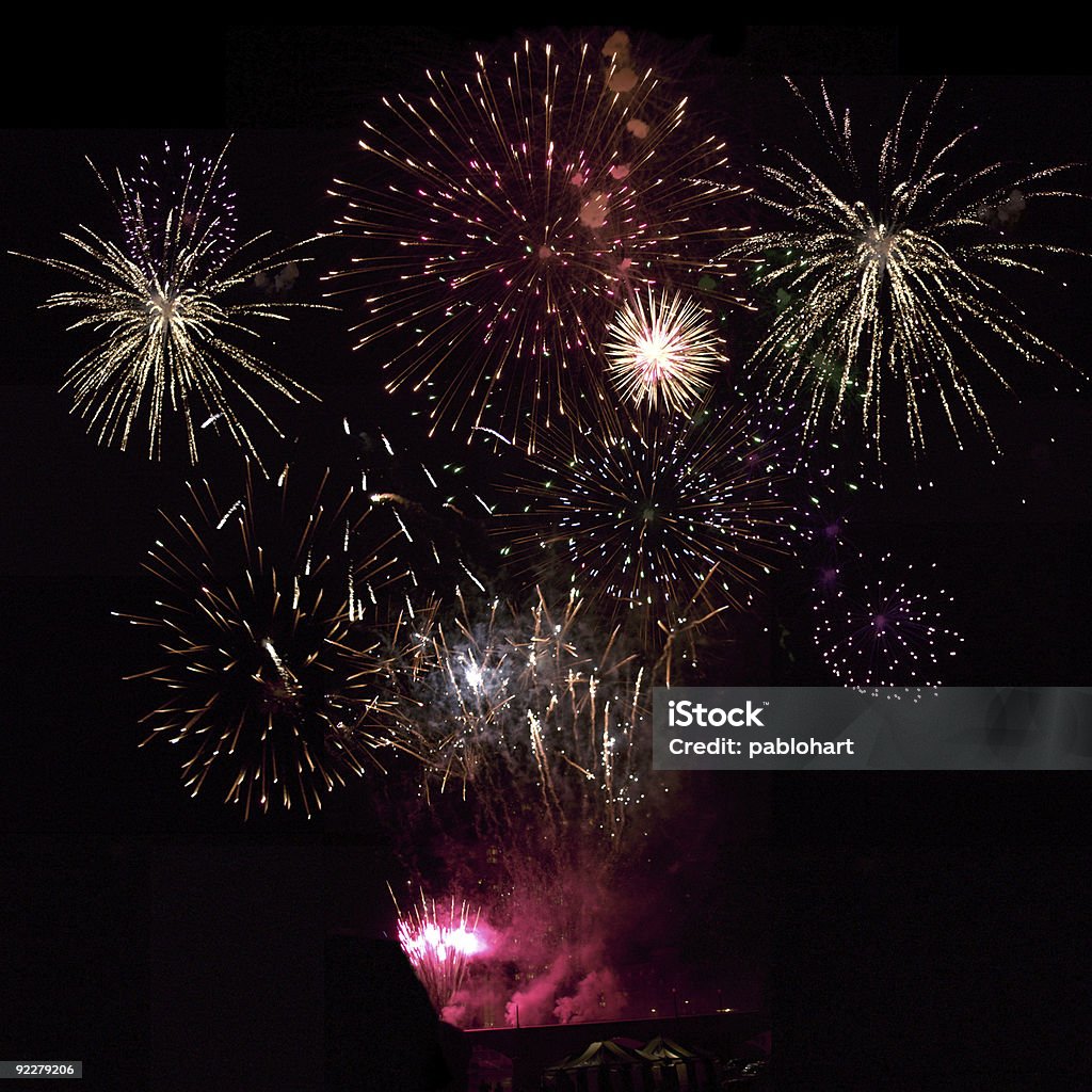 Huge Fireworks Display  Black Color Stock Photo